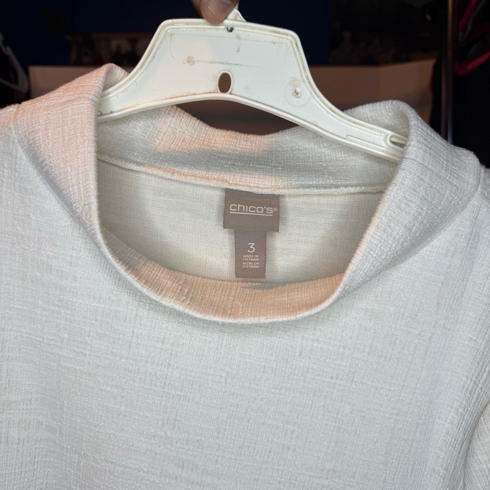 Chico's size 3 Cream Long Sleeve’s Cowl Neck Blouse - Picture 4 of 5